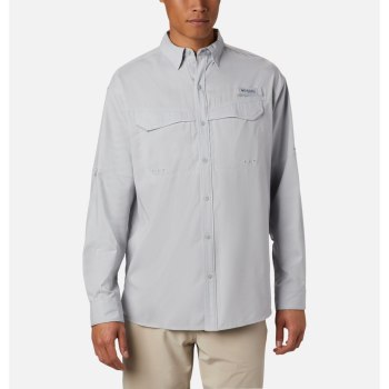 Columbia PFG Low Drag Offshore Long Sleeve, Camisa Grises Blancos Para Hombre | 341607-FSQ